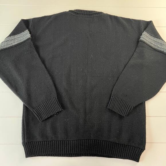 Protege Collection Vintage Men's Black Gray 3D Sweater Size Medium Ribbed Knit - Picture 2 of 4